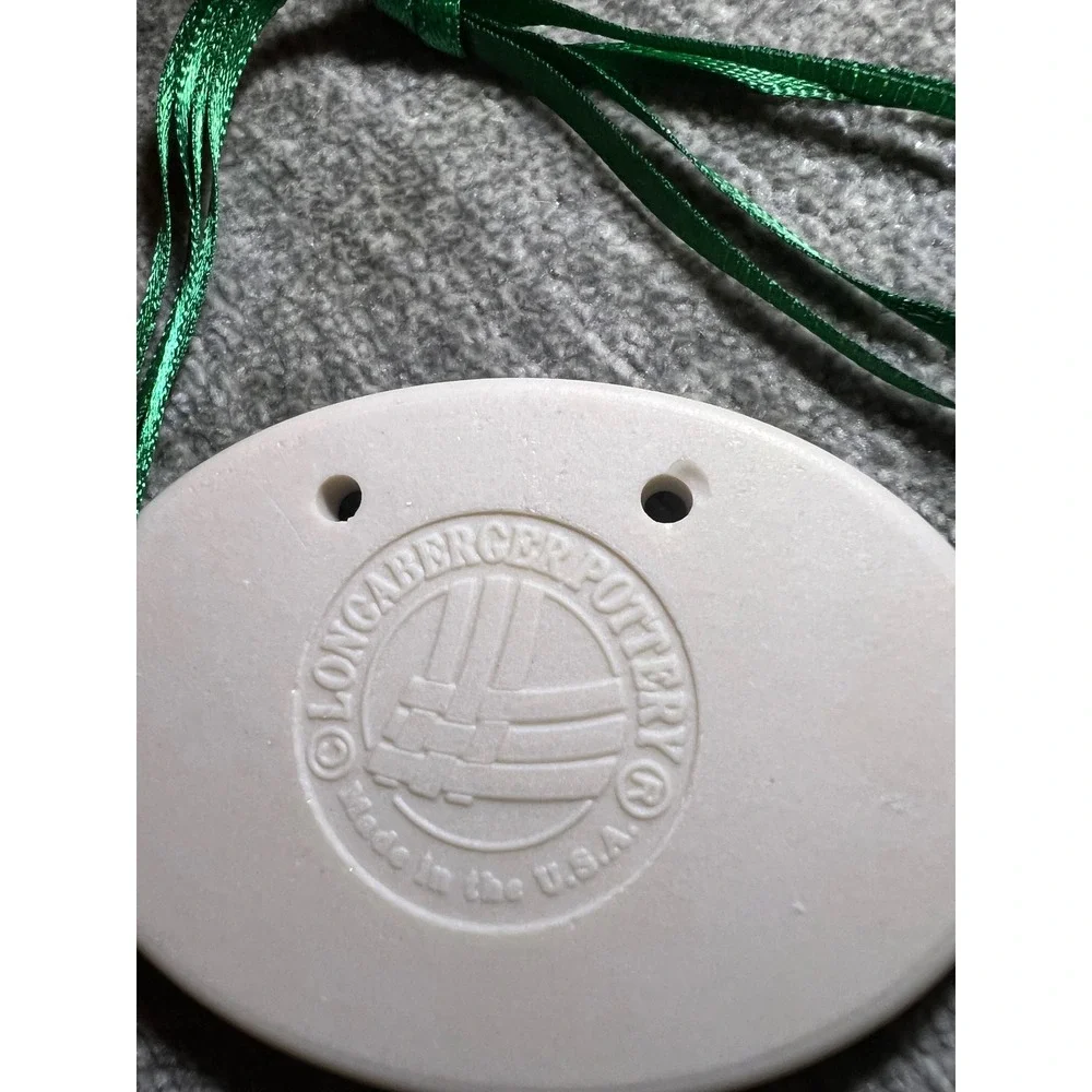 Longaberger Pottery Thank You Basket Tie-On White Floral Ceramic Charm Vintage